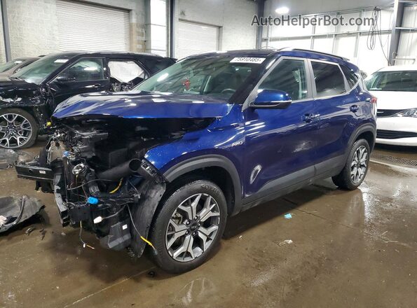 KNDERCAA7M7112697 2021 KIA SELTOS Blue Առջևի ձախ երեք քառորդ տեսարան