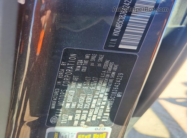 KNDMB5C18J6424229 2018 KIA SEDONA Gray Widok naklejki z numerem VIN
