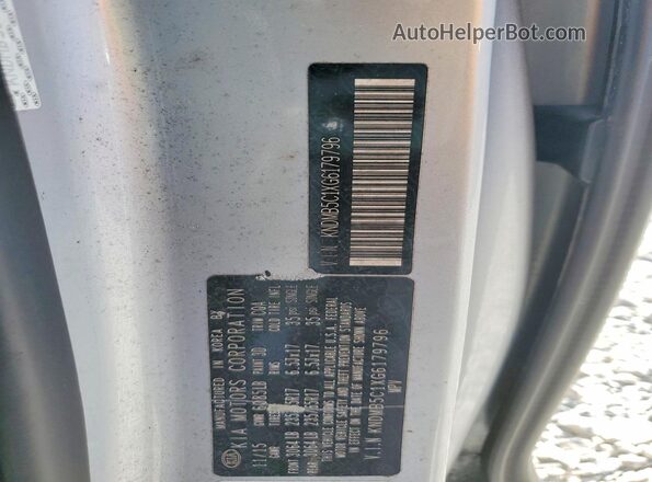 KNDMB5C1XG6179796 2016 KIA SEDONA Серебряный Вид наклейки с VIN-кодом