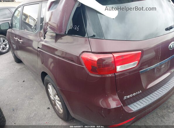 KNDMB5C1XH6251324 2017 KIA SEDONA Бордовый Задняя левая четверть