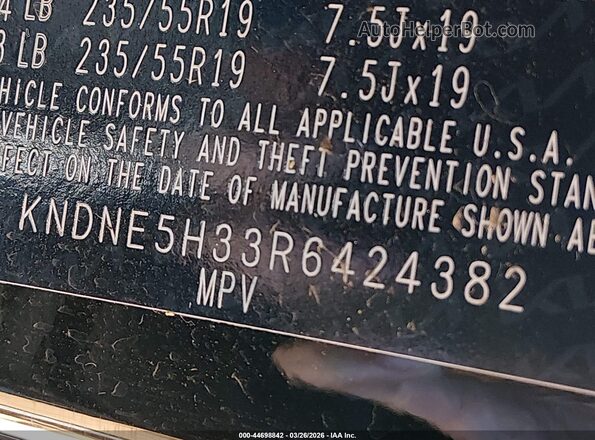 KNDNE5H33R6424382 2024 KIA CARNIVAL MPV Черный Вид подкапотного пространства