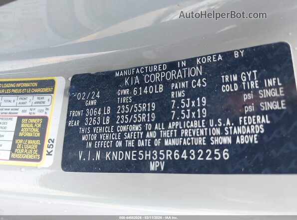 KNDNE5H35R6432256 2024 KIA CARNIVAL MPV Серый Вид подкапотного пространства