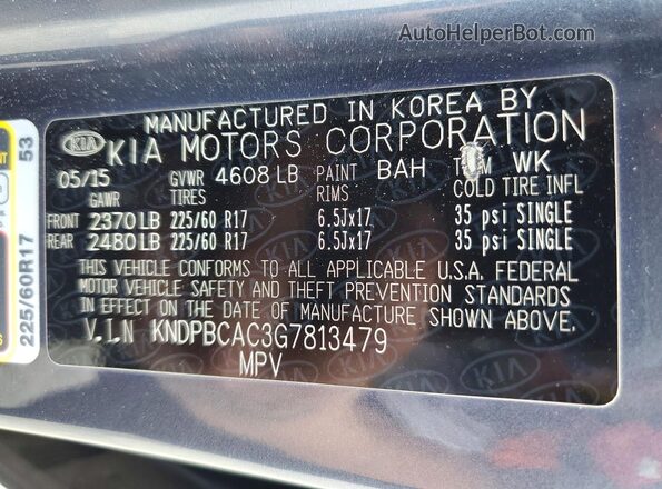 KNDPBCAC3G7813479 2016 KIA SPORTAGE Синий Вид наклейки с VIN-кодом