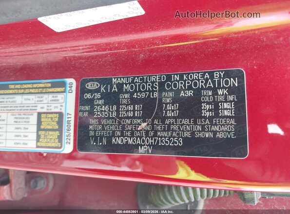 KNDPM3AC0H7135253 2017 KIA SPORTAGE Red Widok komory silnika