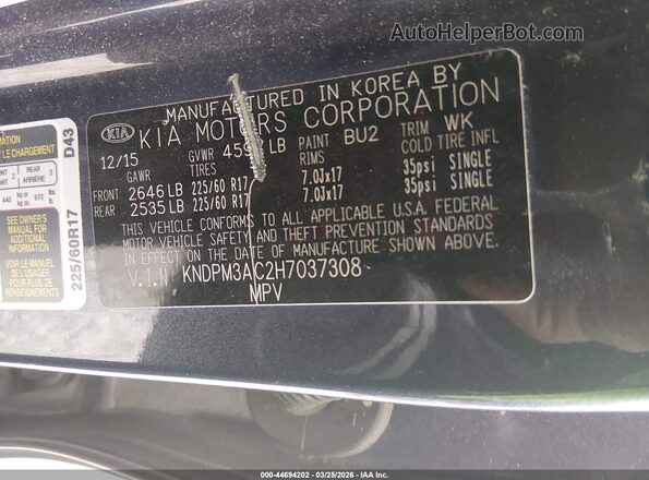 KNDPM3AC2H7037308 2017 KIA SPORTAGE Dark Blue Вид подкапотного пространства