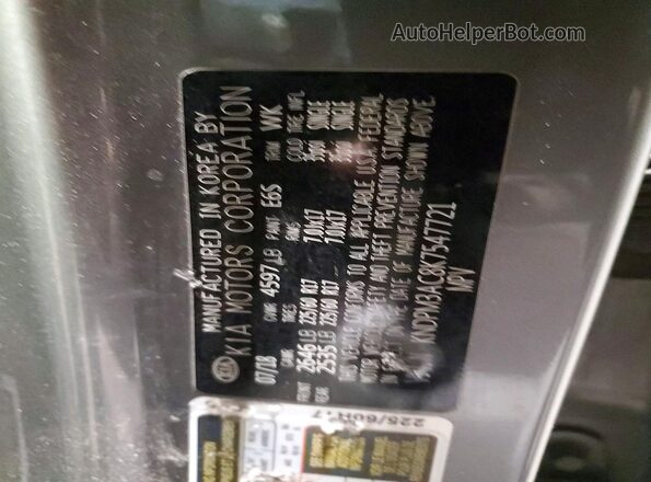 KNDPM3AC8K7547721 2019 KIA SPORTAGE Серый Вид наклейки с VIN-кодом