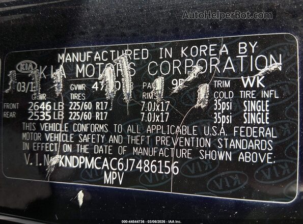 KNDPMCAC6J7486156 2018 KIA SPORTAGE Black Widok komory silnika
