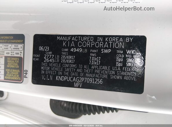 KNDPUCAG2P7091256 2023 KIA SPORTAGE HYBRID Белый Вид подкапотного пространства