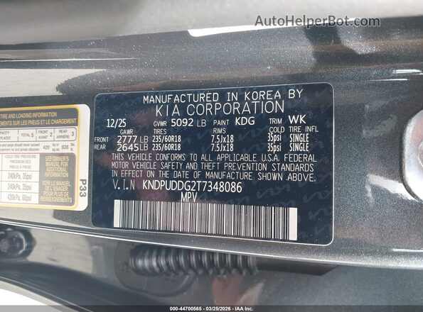 KNDPUDDG2T7348086 2026 KIA SPORTAGE HYBRID Серый Вид подкапотного пространства
