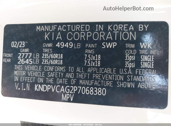KNDPVCAG2P7068380 2023 KIA SPORTAGE HYBRID Белый Вид подкапотного пространства