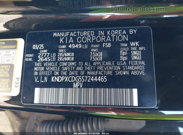 KNDPXCDG5S7244465 2025 KIA SPORTAGE HYBRID Черный Вид подкапотного пространства