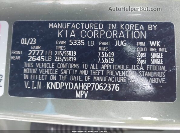 KNDPYDAH6P7062376 2023 KIA SPORTAGE PLUG-IN HYBRID Green Вид підкапотного простору