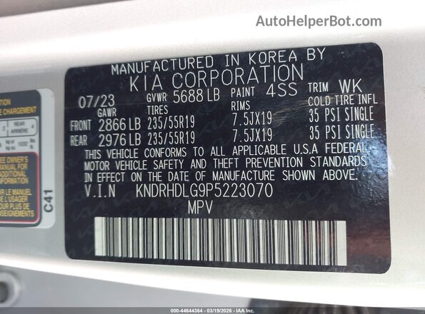 KNDRHDLG9P5223070 2023 KIA SORENTO HYBRID Silver Вид підкапотного простору