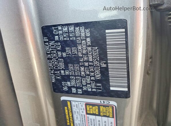 KNDRKDLG8P5209324 2023 KIA SORENTO Серебряный Вид наклейки с VIN-кодом