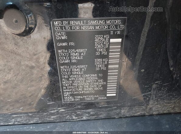 KNMAT2MV3HP526770 2017 NISSAN ROGUE Black Widok komory silnika