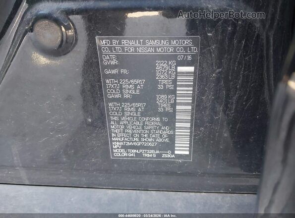KNMAT2MV6GP720627 2016 NISSAN ROGUE Black Widok komory silnika