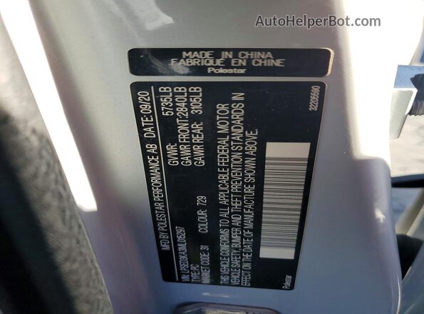 LPSED3KA3ML015297 2021 POLESTAR 2 White Engine compartment view