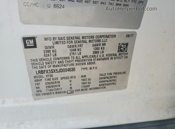 LRBFX3SX5JD004636 2018 BUICK ENVISION Белый Вид подкапотного пространства