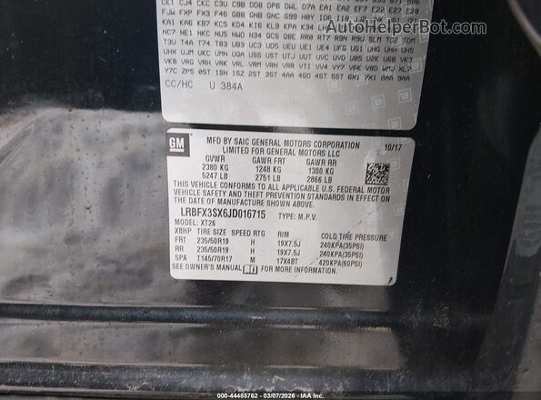 LRBFX3SX6JD016715 2018 BUICK ENVISION Черный Вид подкапотного пространства