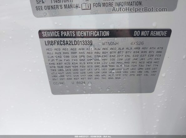 LRBFXCSA2LD013339 2020 BUICK ENVISION Белый Вид подкапотного пространства