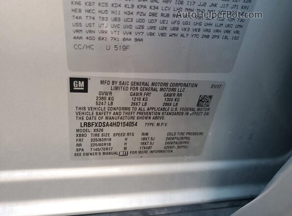 LRBFXDSA4HD154054 2017 BUICK ENVISION Серебряный Вид подкапотного пространства