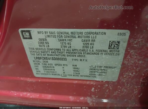 LRBFZKE41SD080233 2025 BUICK ENVISION Red Vista del compartimento del motor