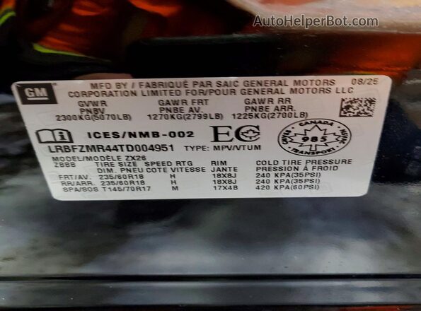 LRBFZMR44TD004951 2026 BUICK ENVISION Черный Панорамный вид салона 360°