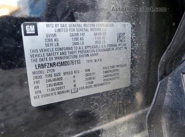 LRBFZNR45MD076118 2021 BUICK ENVISION Black Շարժիչի բաժամունքի տեսք