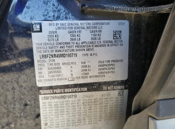 LRBFZNR49MD190719 2021 BUICK ENVISION Черный Вид наклейки с VIN-кодом