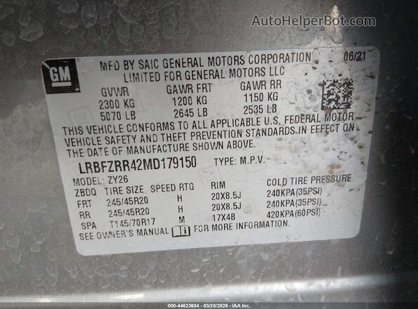 LRBFZRR42MD179150 2021 BUICK ENVISION Gray Engine compartment view
