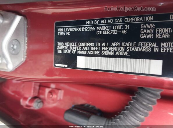 LYV402TKXHB129355 2017 VOLVO S60 INSCRIPTION Красный Вид подкапотного пространства