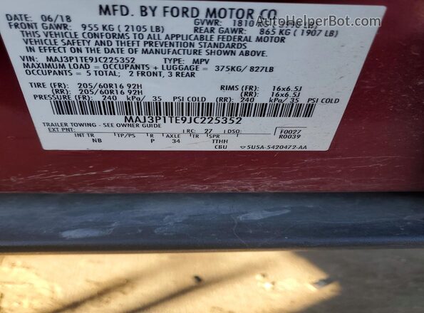 MAJ3P1TE9JC225352 2018 FORD ECOSPORT Red Widok komory silnika