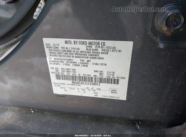 MAJ6S3JL5LC348917 2020 FORD ECOSPORT Gray Vista del compartimento del motor