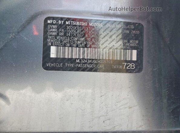 ML32A3HJ6LH005703 2020 MITSUBISHI MIRAGE Серебряный Панорамный вид салона 360°