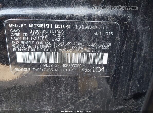 ML32F3FJ3KHF00379 2019 MITSUBISHI MIRAGE G4 Черный Вид подкапотного пространства