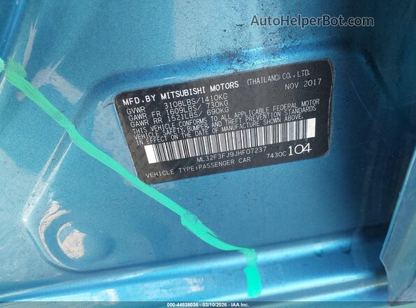 ML32F3FJ9JHF07237 2018 MITSUBISHI MIRAGE G4 Синий Вид подкапотного пространства