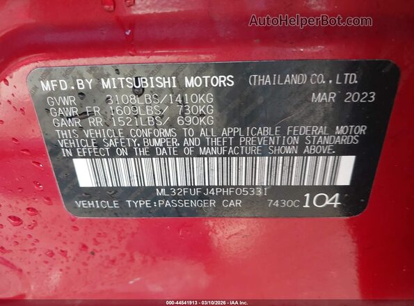 ML32FUFJ4PHF05331 2023 MITSUBISHI MIRAGE G4 Красный Вид подкапотного пространства