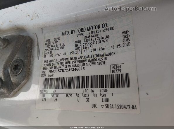 NM0LS7E72J1346016 2018 FORD TRANSIT CONNECT Yellow ძრავის განყოფილების ხედი