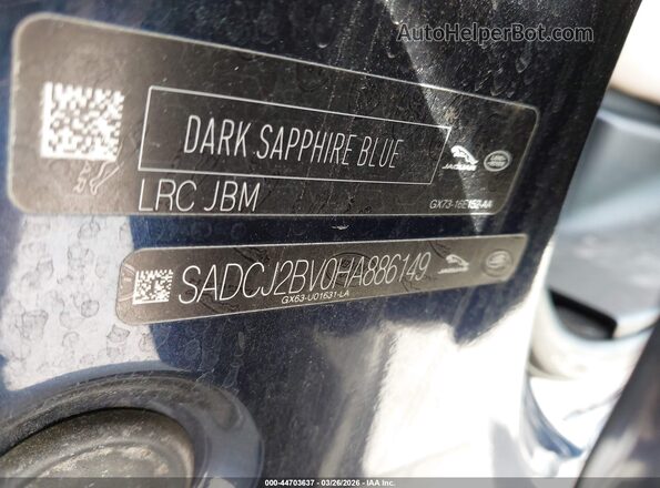 SADCJ2BV0HA886149 2017 JAGUAR F-PACE Blue ძრავის განყოფილების ხედი