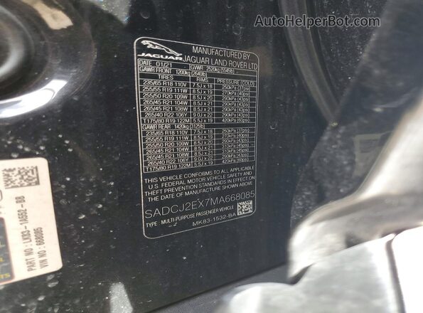 SADCJ2EX7MA668085 2021 JAGUAR F-PACE Black Вид підкапотного простору