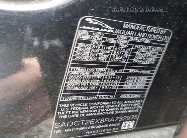 SADCT2EX8RA732975 2024 JAGUAR F-PACE Черный Панорамный вид салона 360°