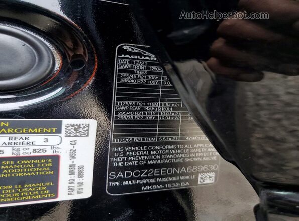 SADCZ2EE0NA689630 2022 JAGUAR F-PACE Черный Панорамный вид салона 360°
