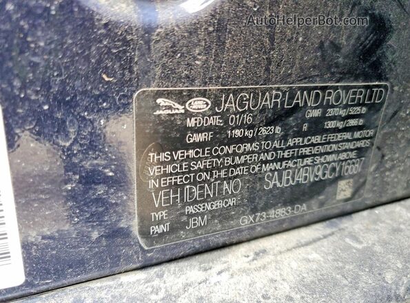 SAJBJ4BV9GCY16687 2016 JAGUAR XF Синий Вид подкапотного пространства