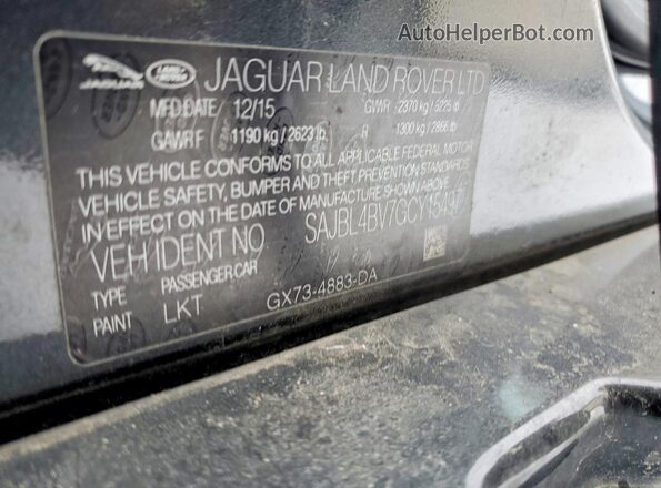 SAJBL4BV7GCY15497 2016 JAGUAR XF Черный Вид подкапотного пространства