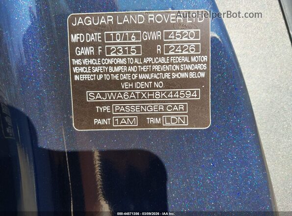 SAJWA6ATXH8K44594 2017 JAGUAR F-TYPE Dark Blue Вид подкапотного пространства