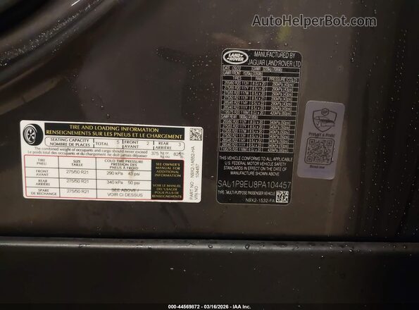 SAL1P9EU8PA104457 2023 LAND ROVER RANGE ROVER SPORT Серый Вид подкапотного пространства