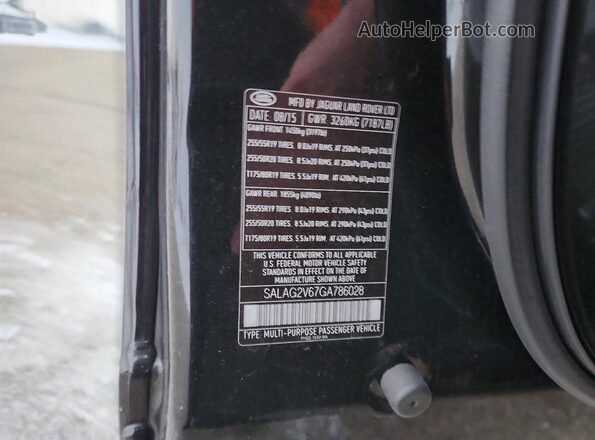 SALAG2V67GA786028 2016 LAND ROVER LR4 Black Widok naklejki z numerem VIN