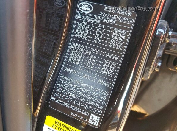 SALCP2FX9MH883590 2021 LAND ROVER DISCOVERY Black Widok komory silnika