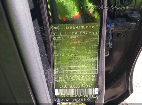 SALCR2BG6GH590640 2016 LAND ROVER DISCOVERY SPORT Черный Вид подкапотного пространства