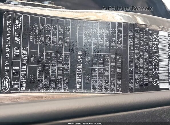 SALCR2RX2JH764720 2018 LAND ROVER DISCOVERY SPORT Черный Вид подкапотного пространства